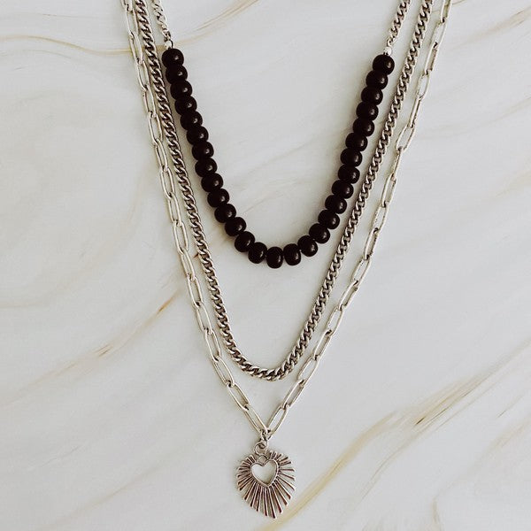 Heart Rays Beaded + Layered Necklace (2 Colors)