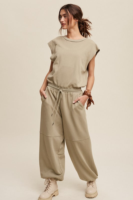 Playdate French Terry Relaxed Fit Jogger Jumpsuit (2 Colors)