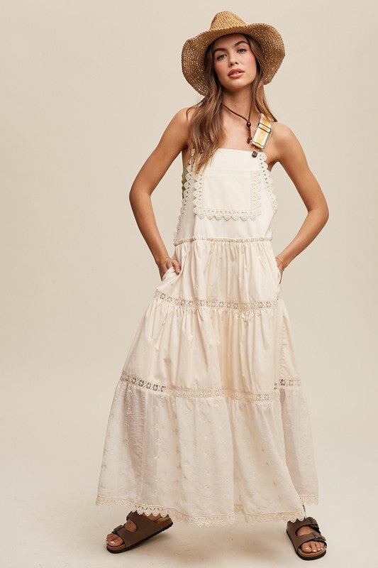 Trails End Lace + Embroidery Pieced Tiered Skirtall (2 Colors)