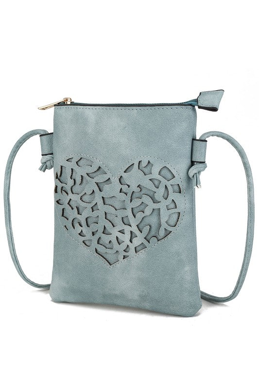 Heart On A String Vegan Leather Cutwork Crossbody Bag