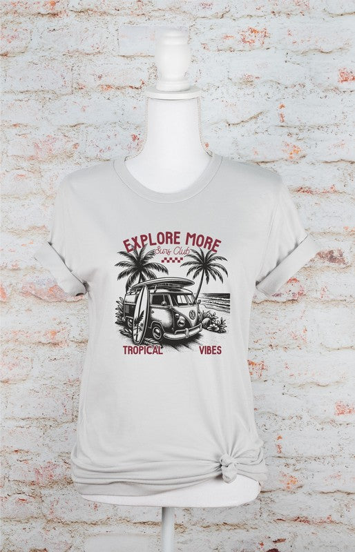 Explore More Tropical Vibes VW Bus Short Sleeve Graphic Tee