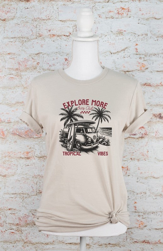 Explore More Tropical Vibes VW Bus Short Sleeve Graphic Tee