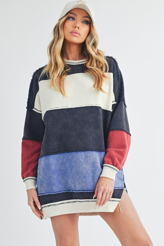 Rugby Color Block Stripe Sweatershirt