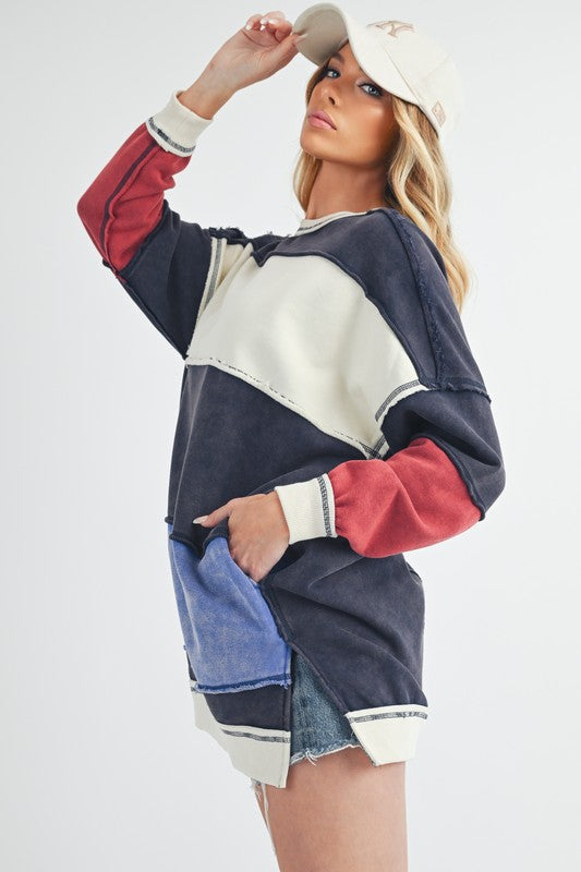 Rugby Color Block Stripe Sweatershirt