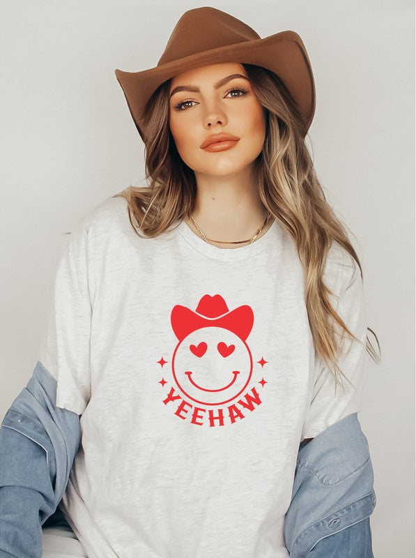 Yeehaw Smiley Heart Short Sleeve Graphic Tee (8 Colors)