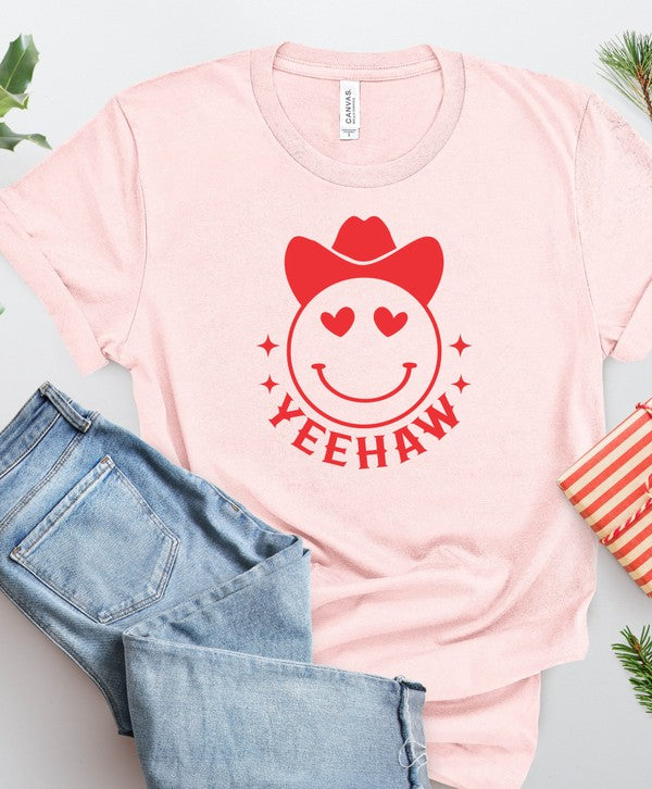 Yeehaw Smiley Heart Short Sleeve Graphic Tee (2X to 3X)