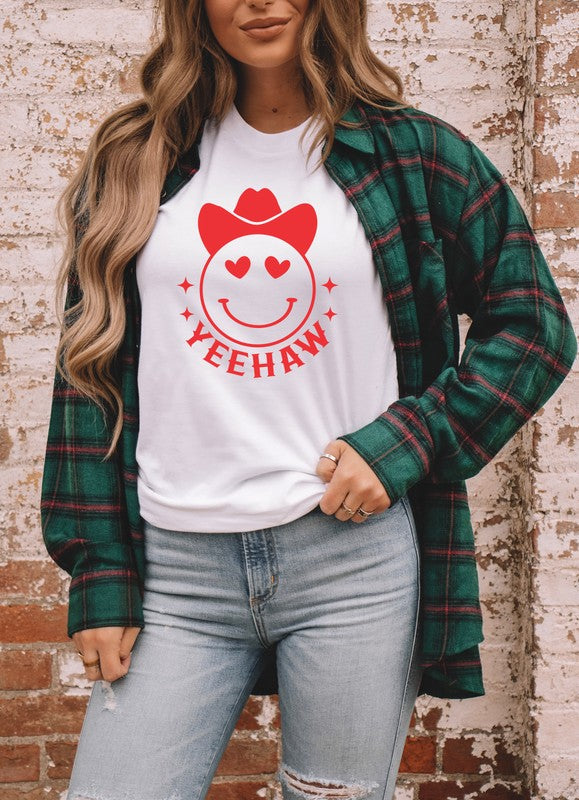 Yeehaw Smiley Heart Short Sleeve Graphic Tee (8 Colors)