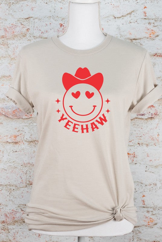 Yeehaw Smiley Heart Short Sleeve Graphic Tee (2X to 3X)