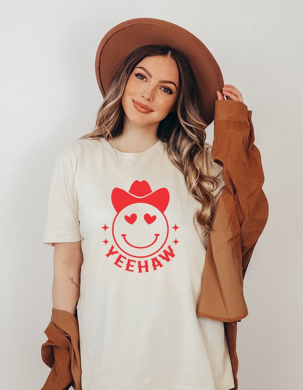 Yeehaw Smiley Heart Short Sleeve Graphic Tee (8 Colors)