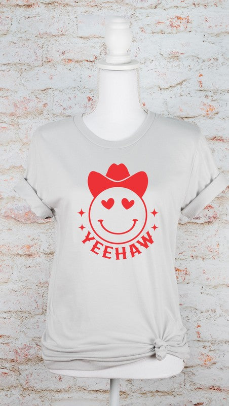 Yeehaw Smiley Heart Short Sleeve Graphic Tee (8 Colors)