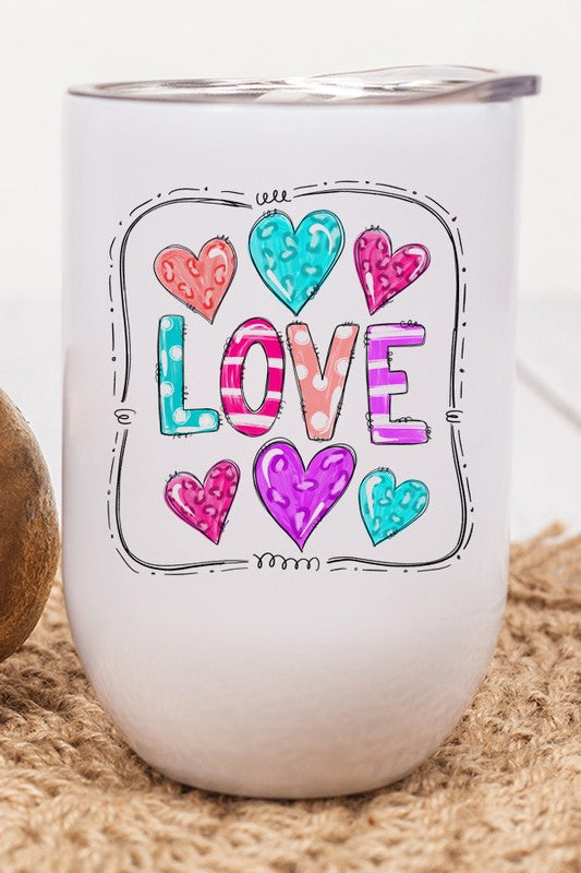 Love + Colored Hearts Cold Cup Tumbler