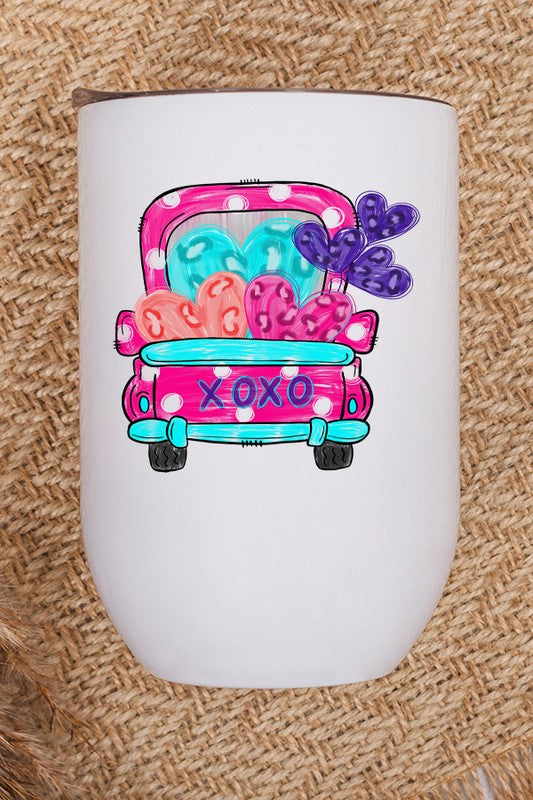 XoXo Pink Polkadot Truck Cold Cup Tumbler