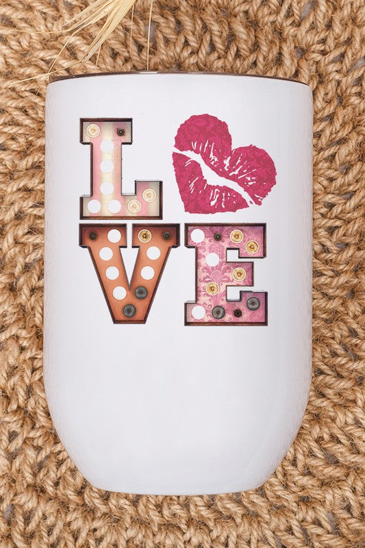 Love Pink Heart Kiss Cold Cup Tumbler