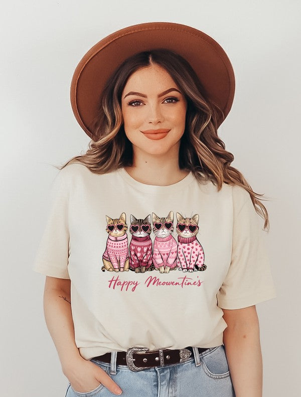 Happy Meowentines Short Sleeve Graphic Tee