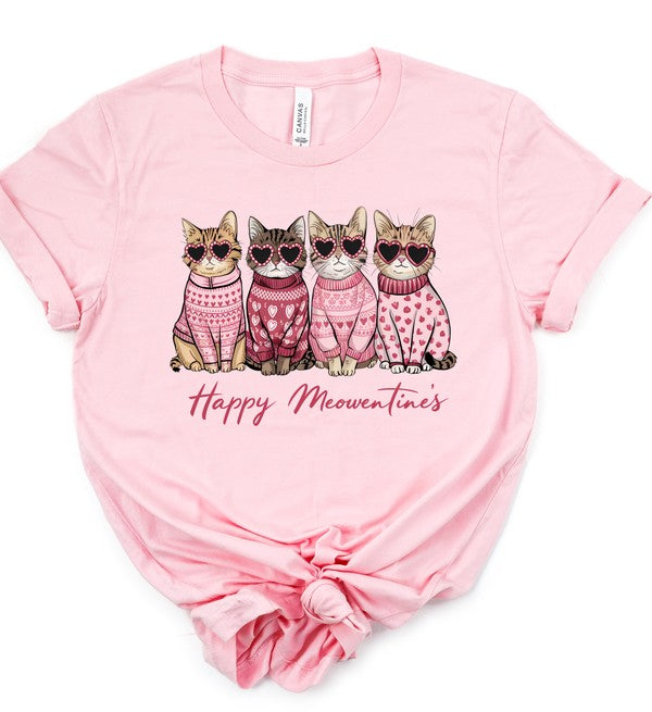 Happy Meowentines Short Sleeve Graphic Tee