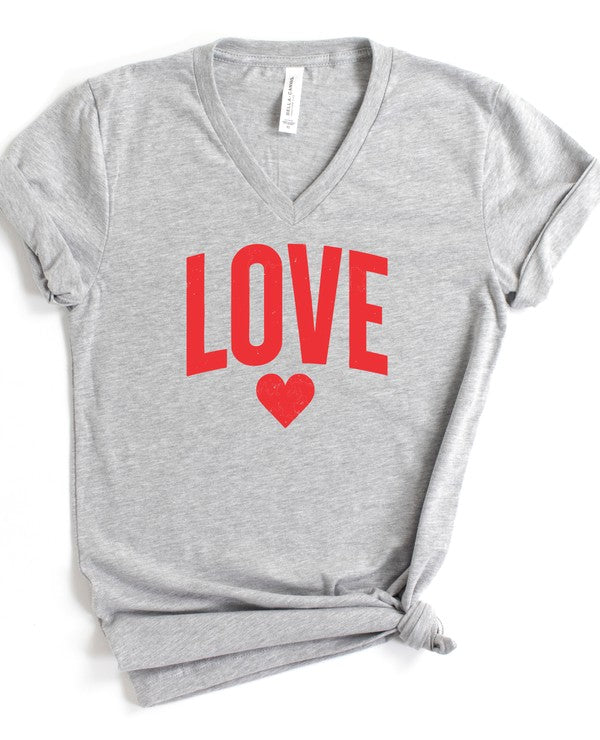 Love + Heart Short Sleeve V Neck Graphic (2X to 3X)