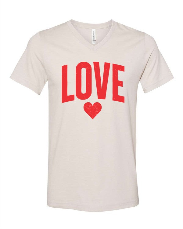 Love + Heart Short Sleeve V Neck Graphic (2X to 3X)