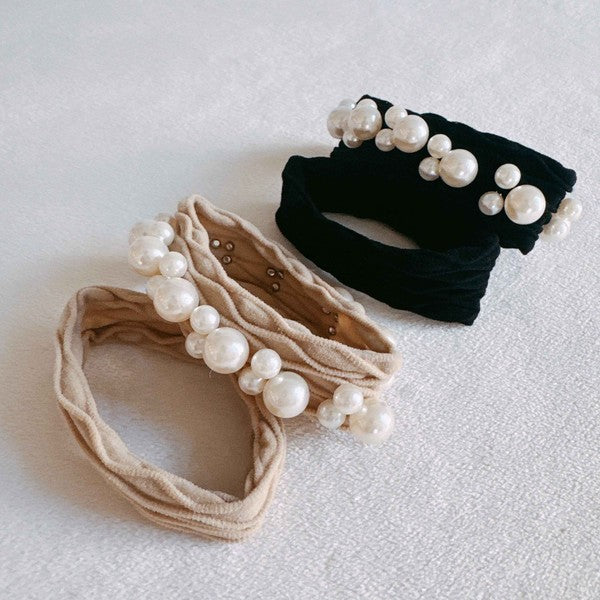 Pearls And Solid Hair Ties Set Of 4