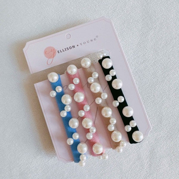 Circle of Pearls Hair Ties, Set Of 4