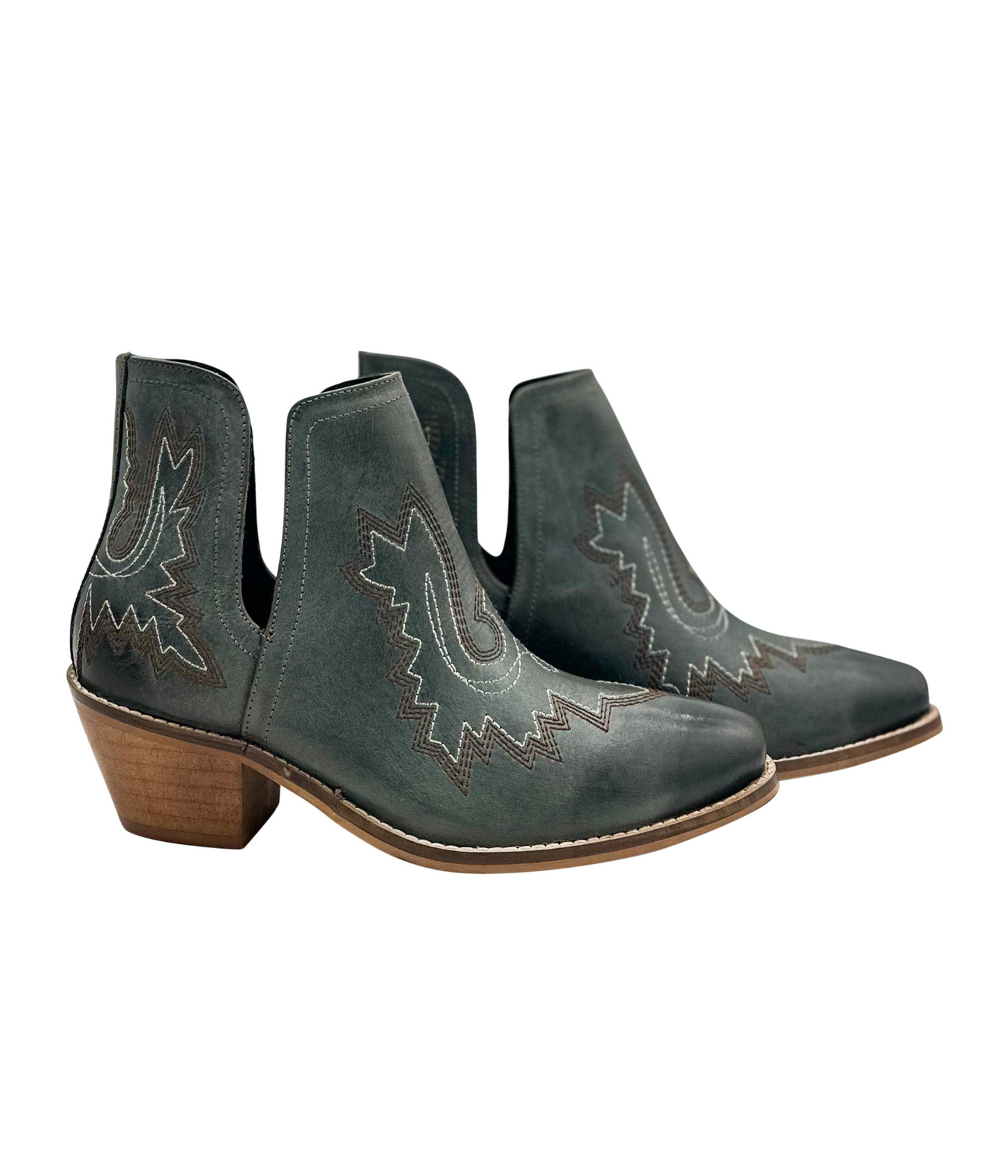 Embroidered Kickin' Booties in Dark Teal