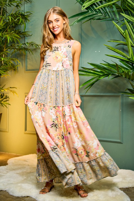 Garden Escape Tiered Full Skirt Maxi Dress