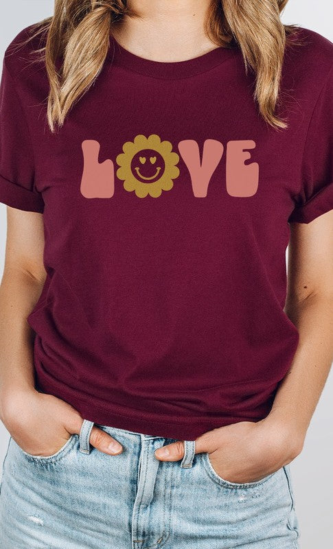 Love Sparkly Heart Eyes Flower Graphic Tee (2XL to 3XL)