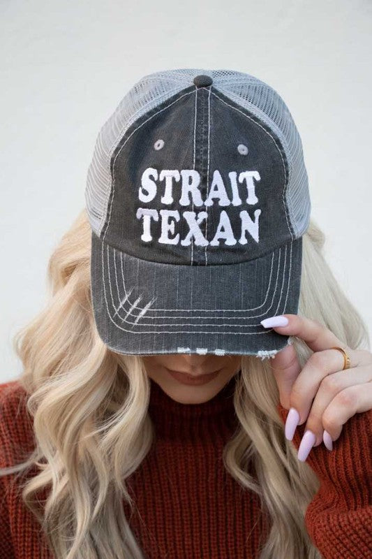 Strait Texan Distressed Trucker hat