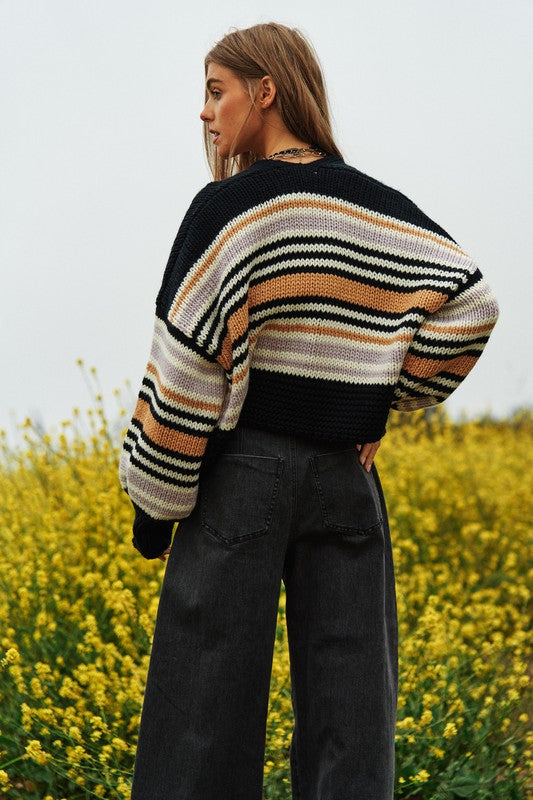 Feels Good Multi-Striped Cardigan Sweater