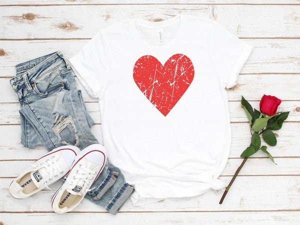 Distressed Red Valentine Heart Graphic Tee