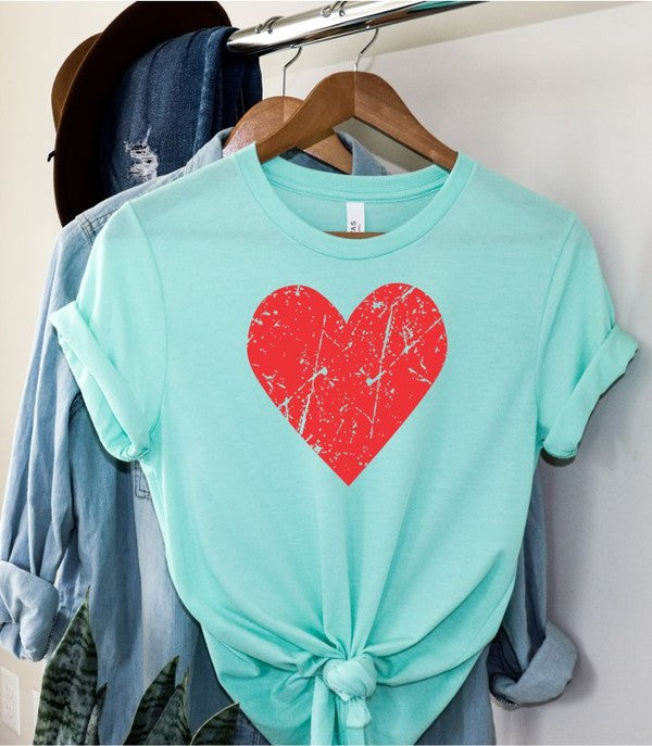 Distressed Red Valentine Heart Graphic Tee