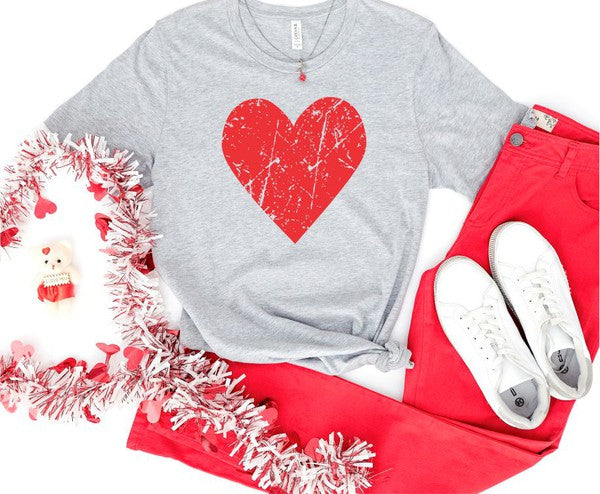 Distressed Red Valentine Heart Graphic Tee