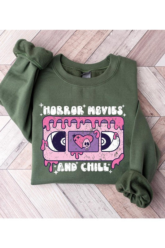 Horror Movies & Chill Graphic Fleece Sweatshirt