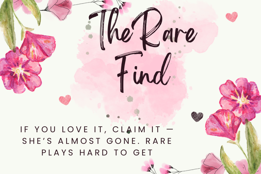 The Rare Find collection banner with pink watercolor design featuring limited-quantity boutique styles.