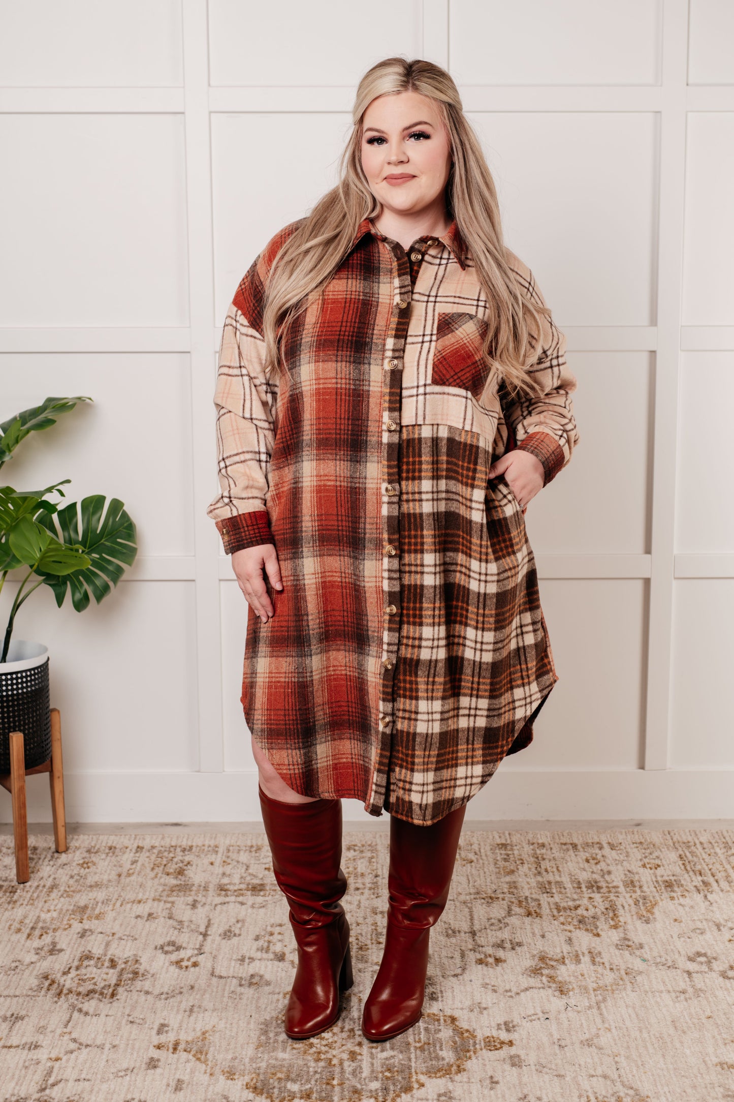 Off Grid Plaid Oversized Flannel Maxi Shirt (Small to 3XL)