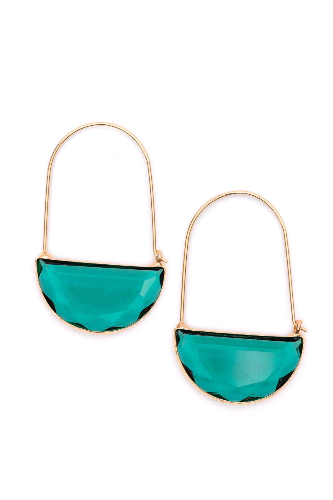 Holiday Half Circle Crystal Earrings in Emerald Green