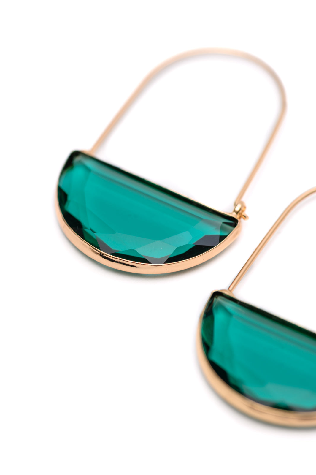 Holiday Half Circle Crystal Earrings in Emerald Green