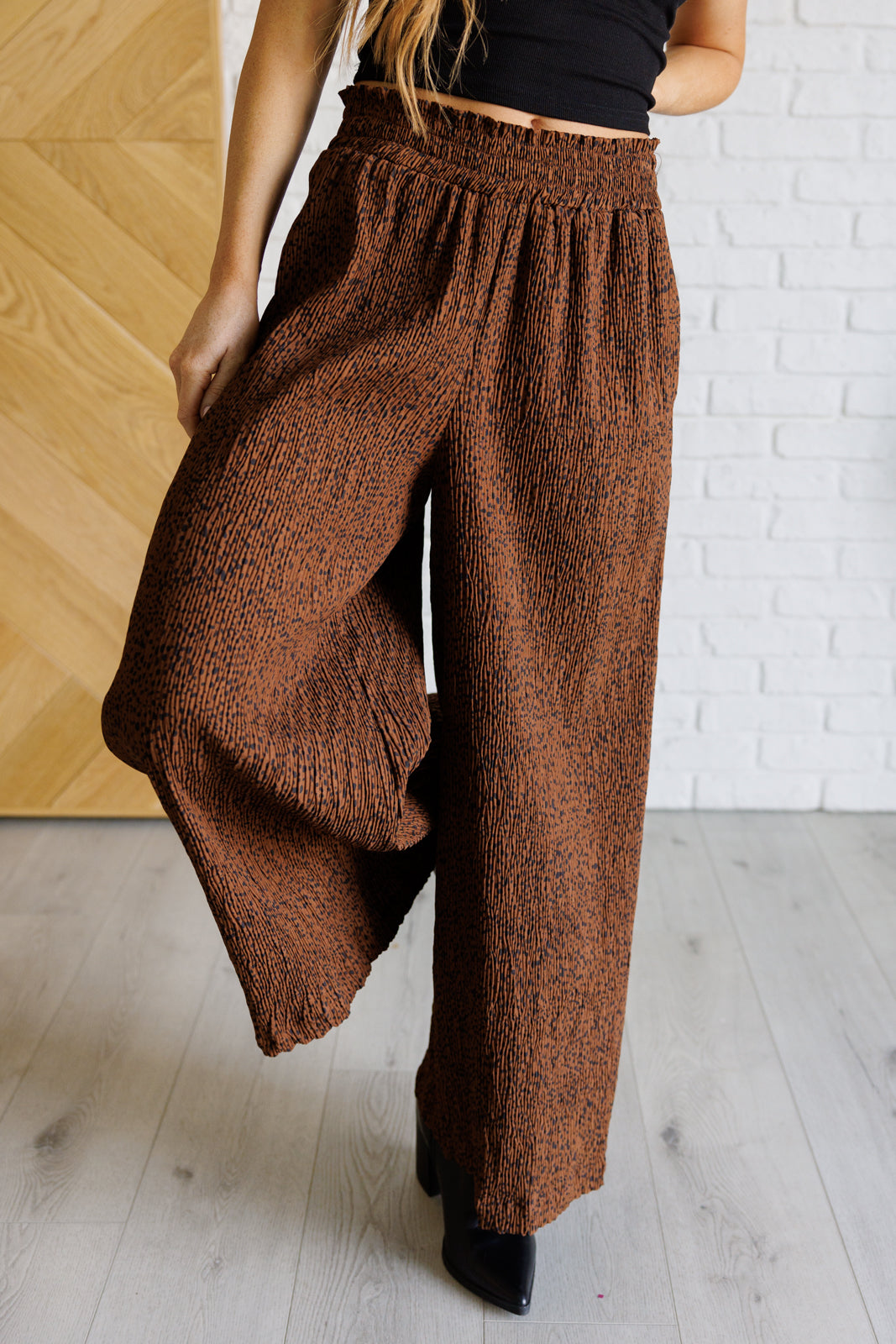 In Demand High Rise Wide Leg Dotted Pants (Small to 2XL)