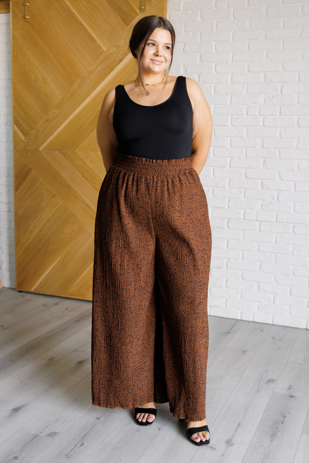 In Demand High Rise Wide Leg Dotted Pants (Small to 2XL)