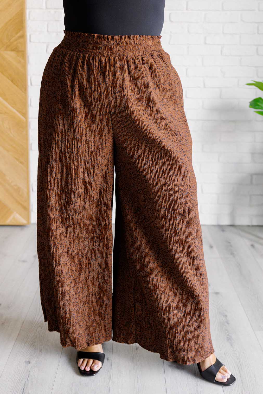 In Demand High Rise Wide Leg Dotted Pants (Small to 2XL)