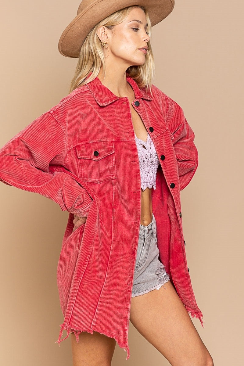 Sound The Alarm Button Front Boyfriend Corduroy Jacket