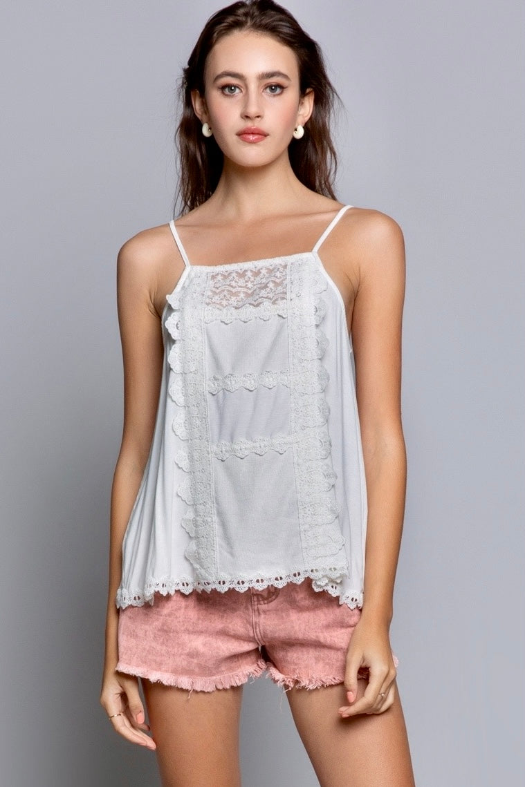 Love The Lace Sleeveless Rayon Jersey Cami Top (2 Colors)