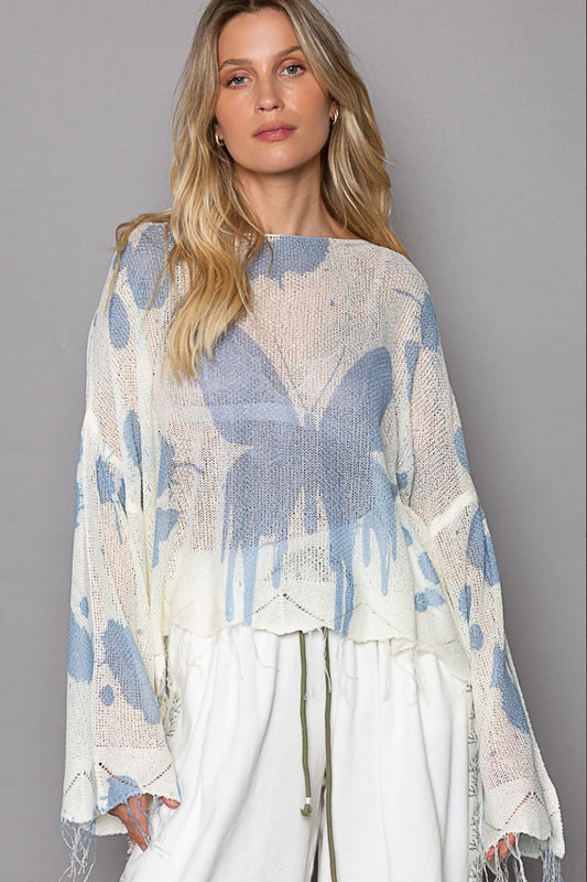 Lost in Thought Lightweight Butterfly Semi-Sheer Sweater
