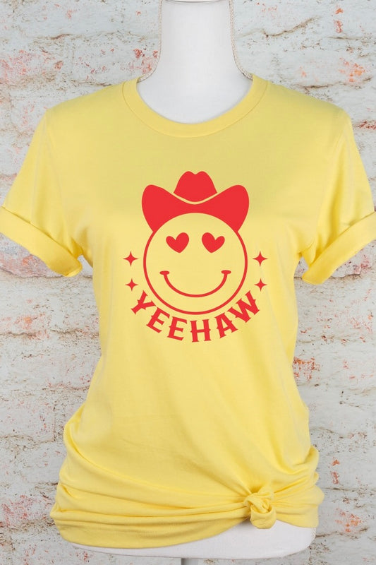 Yeehaw Smiley Heart Short Sleeve Graphic Tee (2X to 3X)