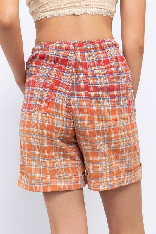 Beach Daze Plaid Cotton Bermuda Shorts
