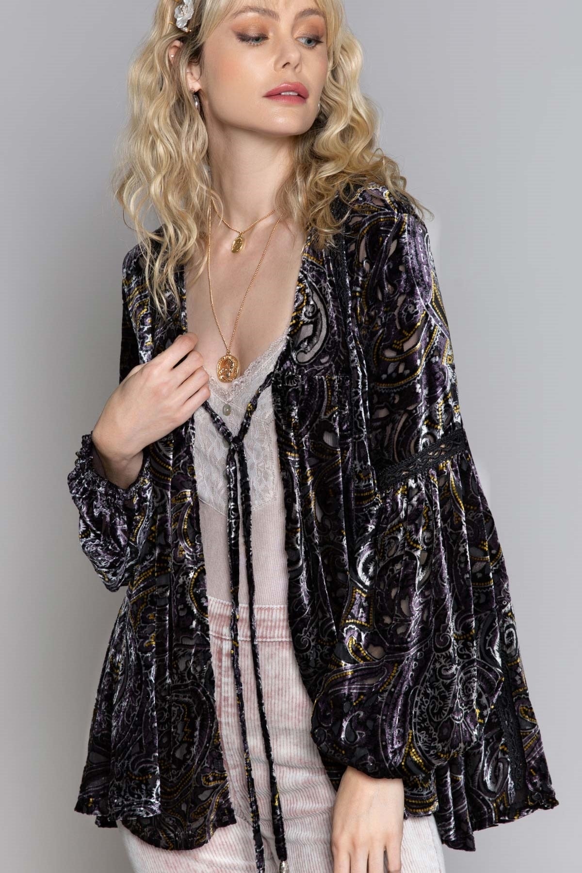 Midnight Magic Paisley Velvet Kimono