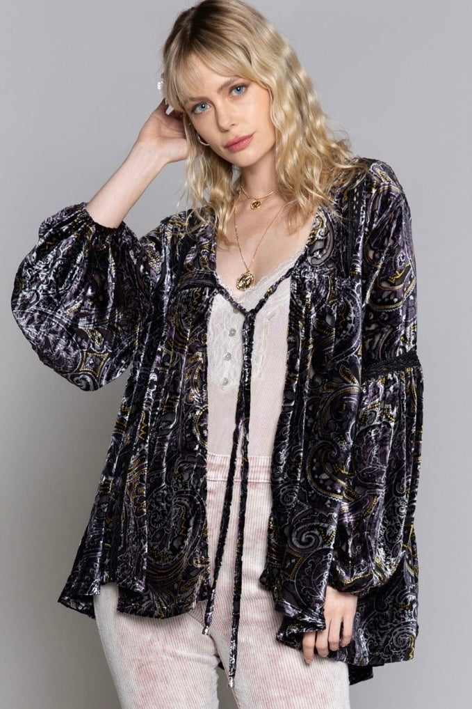 Midnight Magic Paisley Velvet Kimono
