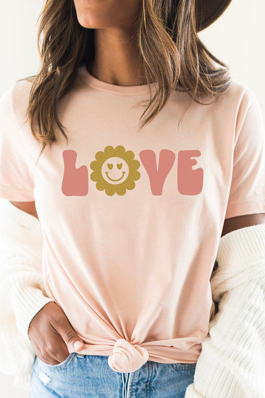 Love Sparkly Heart Eyes Flower Graphic Tee (2XL to 3XL)