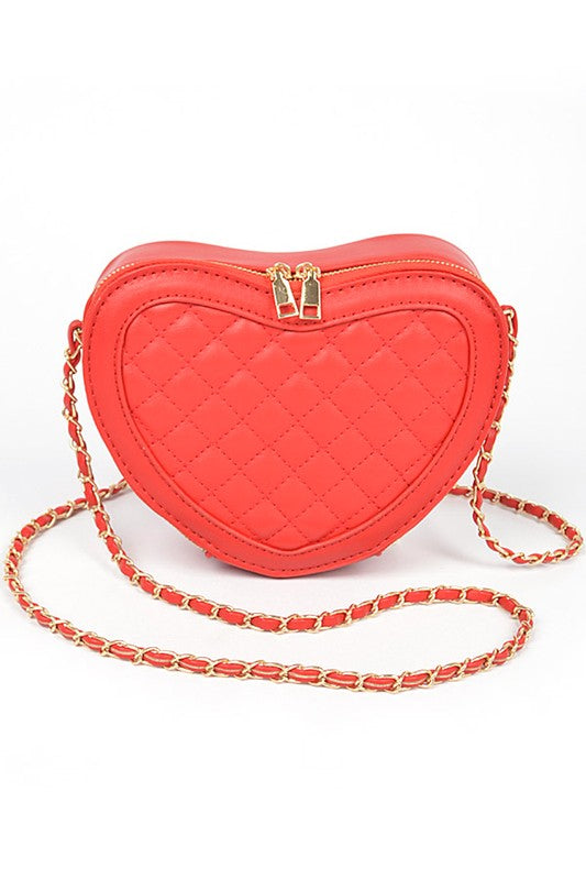 Lucky In Love Structured Quilted Heart Zipper Bag (3 Colors)