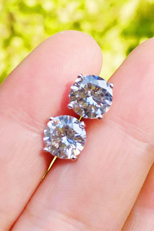 Exceptional 2 CT CZ Sterling Silver Stud Earrings