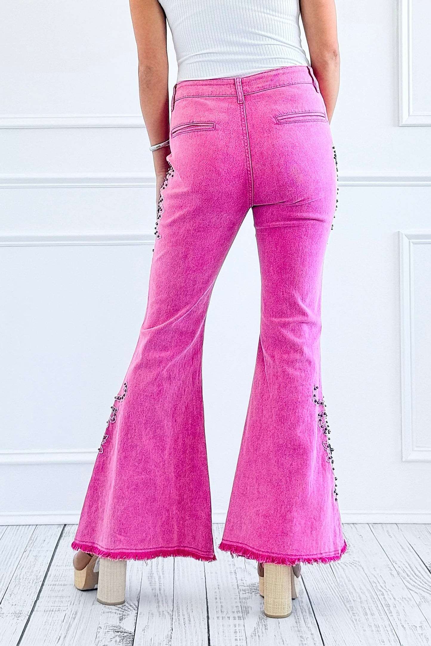 Wild At Heart Retro 90s Embroidered + Embellished Flares (2 Colors)